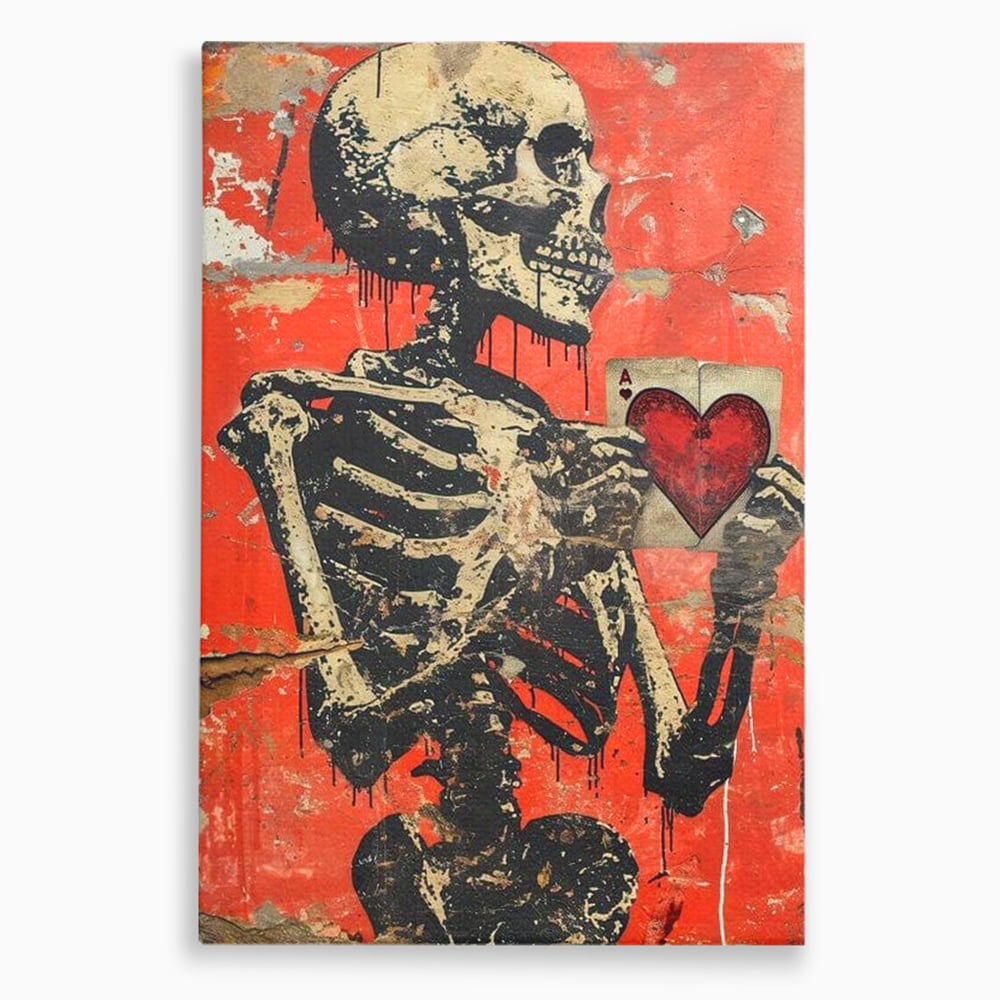 Tablou canvas cu tablou canvas cu schelet si carte de joc, fara rama, pe sasiu de lemn